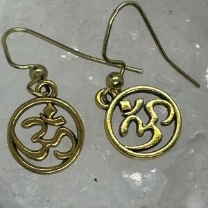 Gold-Tone OM Symbol Drop Earrings - Women Jewelry Yogi Collection